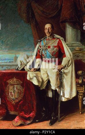 'Portrait d'Alphonse XIII d'Espagne", 1929, huile sur toile, 237 x 160 cm. Auteur : Gonzalo Bilbao Martínez (1860-1938). Emplacement : MUSEO DE BELLAS ARTES-CONVENTO DE LA MERCED CALZAD, Sevilla, Séville. Banque D'Images