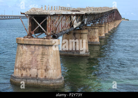 Le Pont de Camelback dans les Florida Keys, également connu sous le nom de Bahia Honda, pont ferroviaire a été construit comme un pont en treillis de fer par Henry Flagler. Banque D'Images