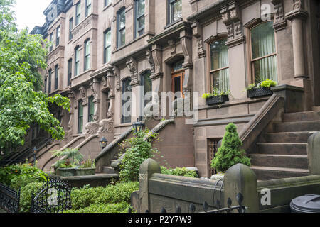 Appartement Brownstone de maisons dans le quartier résidentiel du quartier de Park Slope à Brooklyn, New York. Banque D'Images