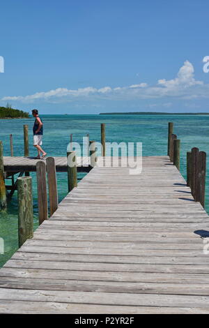 Turtle Bay sur l'île de Green Turtle Cay aux Bahamas. L'une des îles au large de la partie continentale de Great Abaco, seulement accessible en bateau. Banque D'Images