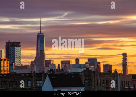 Williamsburg, Brooklyn's sur le centre-ville de Manhattan Banque D'Images