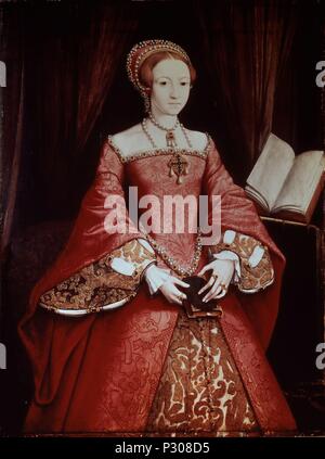 ISABEL I DE INGLATERRA A LOS 13 AÑOS - SIGLO XVI - PINTURA HOLANDESA. Auteur : William Scrots (fl. 1537-1553). Emplacement : GALERIA REAL, Windsor, en Angleterre. Banque D'Images