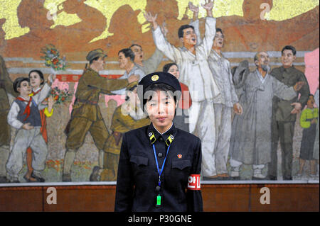 Pyongyang, Corée du Nord, une station de métro à une station de métro Banque D'Images