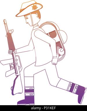 Anzac soldat avec l'équipement et d'armes sur fond blanc, vector illustration Illustration de Vecteur