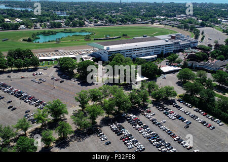 Vue aérienne de Monmouth Park Racetrack et de paris sportifs Banque D'Images