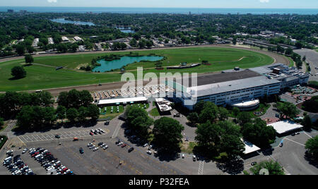 Vue aérienne de Monmouth Park Racetrack et de paris sportifs Banque D'Images