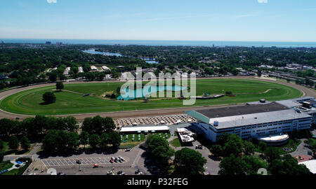 Vue aérienne de Monmouth Park Racetrack et de paris sportifs Banque D'Images