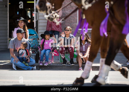 Reno, Nevada, USA. 16 Juin, 2018. 16 juin 2018.Les badauds regarder le Reno Rodeo Parade comme il se déplace le long de South Virginia Street, dans le centre-ville de Reno, Nevada. Le Reno Rodeo est un professionnel Rodeo Cowboys Association (PRCA) événement sportif sanctionné, et l'un des cinq meilleurs rodéos en Amérique du Nord. Reno Rodeo est une organisation sans but lucratif composée de plus de 1 000 bénévoles. Cette année, le rodéo, le 99e rapport annuel, se déroule du 14 au 23 juin 2018. Credit : Tracy Barbutes/ZUMA/Alamy Fil Live News Banque D'Images