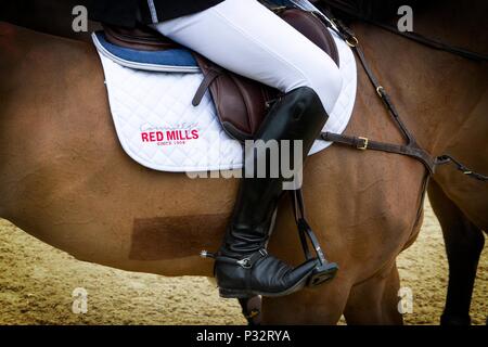 Cheshire. 17 juin 2018. Le Bolesworth Écuyer International Horse Show a lieu dans le magnifique parc du château d'Bolesworth dans le Cheshire. L'incroyable quatre étoiles et trois de saut d'étoiles spectaculaires de dressage se déroule dans les terrains d'Bolesworth Château près de Tattenhall, Cheshire du 13 juin au 17 juin 2018. Credit : Cernan Elias/Alamy Live News Banque D'Images