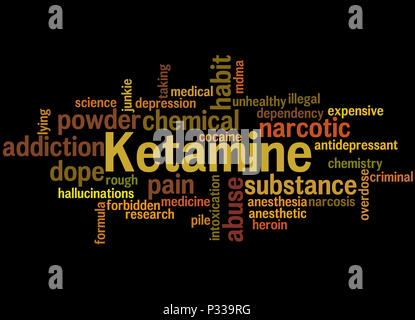 La kétamine, mot concept cloud sur fond noir. Banque D'Images