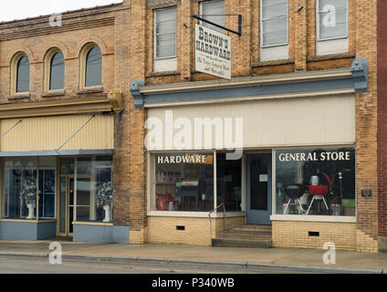 Un document historique de l'architecture et l'emplacement de Brown's Hardware Store circa 2018 Banque D'Images