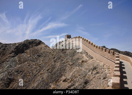 Surplombant la Grande Muraille, Jiayuguan, Gansu, Chine Banque D'Images