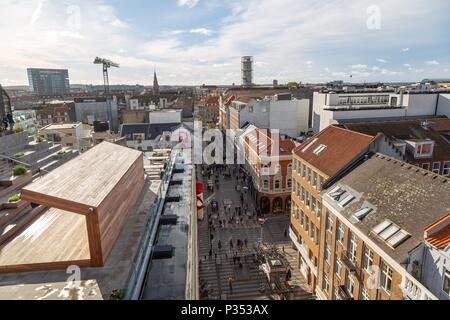 Panorama sur stormagasinet Sallings fra ensemble d'Aarhus. udsigtsterrasse D'Aarhus panorama vu de la Salling. N 56,1443044, 10,206672 Banque D'Images