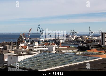 Panorama sur stormagasinet Sallings fra ensemble d'Aarhus. udsigtsterrasse D'Aarhus panorama vu de la Salling. N 56,1443044, 10,206672 Banque D'Images