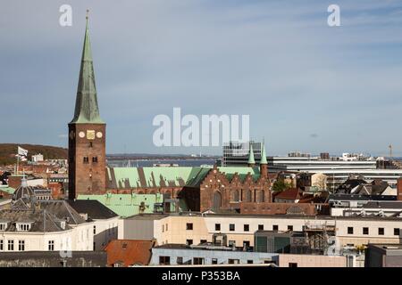 Panorama sur stormagasinet Sallings fra ensemble d'Aarhus. udsigtsterrasse D'Aarhus panorama vu de la Salling. N 56,1443044, 10,206672 Banque D'Images