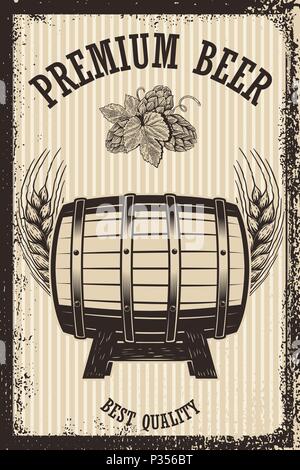 L'affiche de la bière en style rétro. Les objets de la bière sur grunge background. L'élément de conception de carte de visite, flyer, bannière, d'impression, menu. Vector illustration Illustration de Vecteur