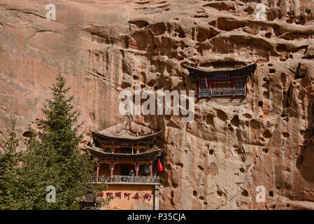 Les mati Si Temples dans les Falaise, Zhangye, Gansu, Chine Banque D'Images