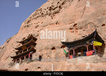 Les mati Si Temples dans les Falaise, Zhangye, Gansu, Chine Banque D'Images