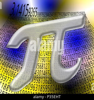Amélioration de l'image numérique de la lettre grecque pi signe mathématique avec les mille premiers chiffres du numéro dans l'arrière-plan Banque D'Images