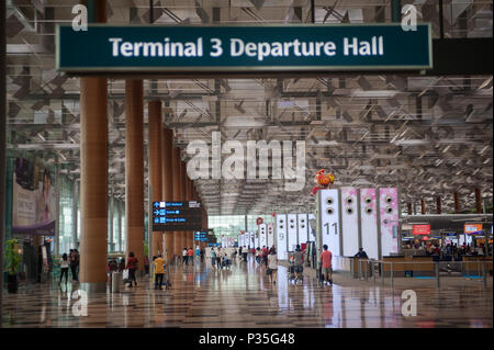 Singapour, République de Singapour, Hall de départ du Terminal 3 de l'aéroport de Singapour Banque D'Images