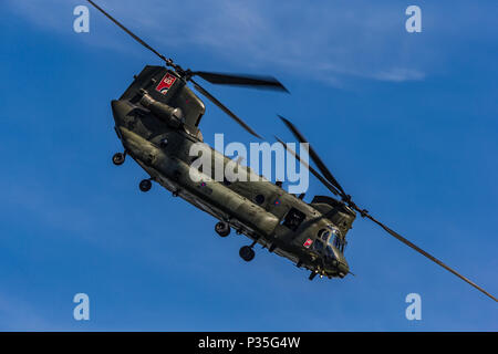 Chinook de la RAF, ZD983 affiche de la RAF à Cosford Centenaire de l'aéronautique, 10 juin 2018. Escadron 27 Chinook RAF Odiham, Hants. Banque D'Images