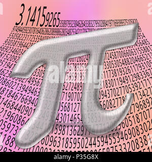Amélioration de l'image numérique de la lettre grecque pi signe mathématique avec les mille premiers chiffres du numéro dans l'arrière-plan Banque D'Images