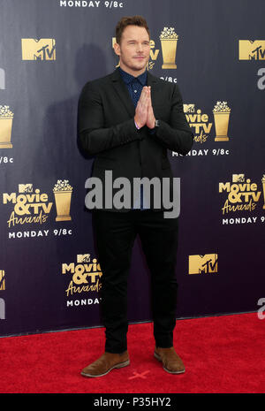 Chris Pratt participant à la 2018 MTV Film et TV Awards tenue au Barker Hangar à Los Angeles, USA. Banque D'Images