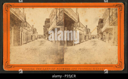 . Rue Charlotte, la rue commerciale de saint Augustin, en Floride TITRE ALTERNATIF : la Floride, la terre de fleurs et paysages tropicaux. Couverture : 1868 ?-1895 ?. Mentions légales Source : 1868 ?-1895 ?. Point numérique publié le 7-18-2005 ; mise à jour 2-12-2009. 62, rue Charlotte, l'entreprise de la rue Saint Augustin, Fla, à partir de Robert N. Dennis collection de vues stéréoscopiques 3 Banque D'Images