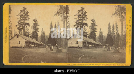 . Clark et Moore's Hotel, sur la Mariposa Road, à 25 miles de Yo-Semitw Valley. Titre alternatif : Vues dans la vallée de Yosemite, no. 1296. Création : ca. 1870. Couverture : ca.1870. Mentions légales Source : ca.1870.. Point numérique publié le 7-28-2005 ; mise à jour 2-12-2009. 68 Clark et Moore's Hotel, sur la Mariposa Road, à 25 miles de Yo-Semitw Vallée, par John P. Soule Banque D'Images