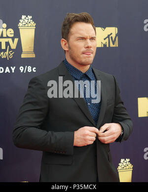 Chris Pratt participant à la 2018 MTV Film et TV Awards tenue au Barker Hangar à Los Angeles, USA. ASSOCIATION DE PRESSE Photo. Photo date : Samedi 16 juin 2018. Crédit photo doit se lire : Francis Specker/PA Wire Banque D'Images