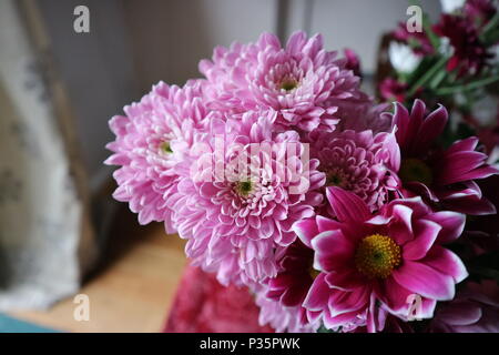 Violet et Rose Bouquet de fleurs à l'intérieur chambre Banque D'Images