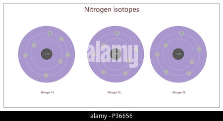 Les isotopes d'azote - structure atomique théorie physique des particules élémentaires Banque D'Images