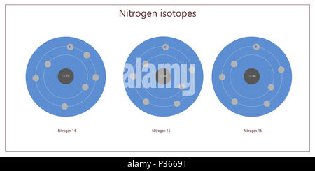 Les isotopes d'azote - structure atomique théorie physique des particules élémentaires Banque D'Images