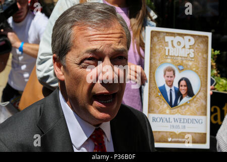 Nigel Farage répond aux fans de Royal Royaume-uni et dans le monde à Windsor avant le mariage du prince Harry et Meghan Markle le samedi 19 mai 2018. Avec : Nigel Farage Où : Windsor, Royaume-Uni Quand : 17 mai 2018 Credit : Dinendra Haria/WENN Banque D'Images