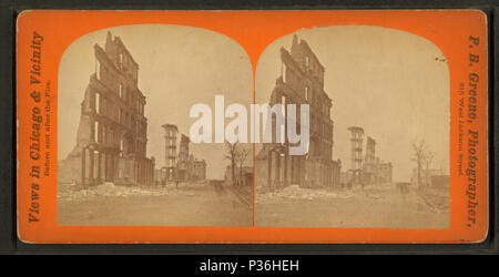 . North Dearborn de Jackson Street. Titre alternatif : Vues à Chicago et aux environs avant et après l'incendie. Référence : 1871. Mentions légales Source : Chicago, Illinois ; P.B. Greene, 1871.. Point numérique publié le 6-16-2005 ; mise à jour 2-12-2009. 83 north Dearborn Street de Jackson, par P. B. Greene Banque D'Images