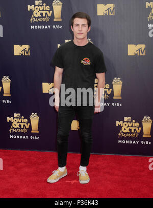 Dylan Minnette participant à la 2018 MTV Film et TV Awards tenue au Barker Hangar à Los Angeles, USA. ASSOCIATION DE PRESSE Photo. Photo date : Samedi 16 juin 2018. Crédit photo doit se lire : Francis Specker/PA Wire Banque D'Images