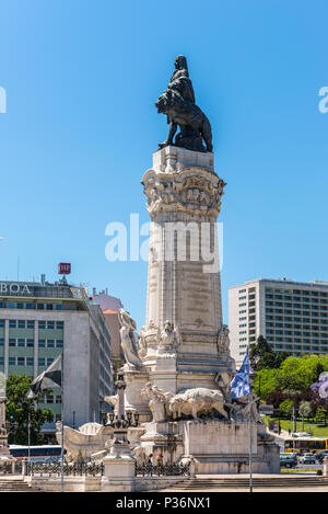 Lisbonne, Portugal - le 19 mai 2017 : Monument au Marquis de Pombal le premier-ministre qui reconstruit la vieille ville de Lisbonne après le tremblement de terre de 1755 Banque D'Images