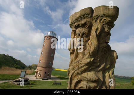 Sellin, Allemagne, l'Peilturm et la statue de Svantovit Cap Arkona Banque D'Images