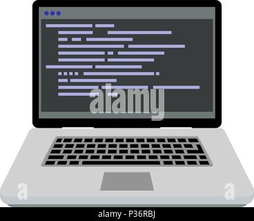 La programmation, l'écriture de code. Site web de codage, des logiciels d'application, programmeur web programmation écrire sur ordinateur portable, vector illustration Illustration de Vecteur