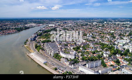 Vue aérienne du quartier Sainte Anne à Nantes, Loire Atlantique Banque D'Images