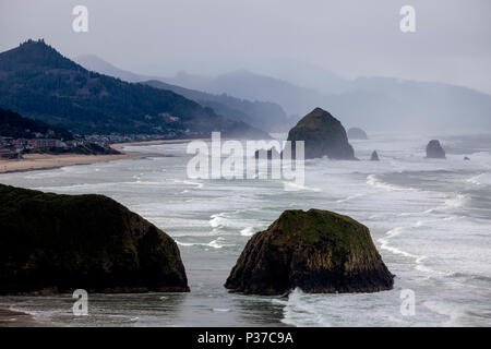 Ou02482-00 - OREGON...à la plage sud de Canon de parc d'état d'Ecola Banque D'Images