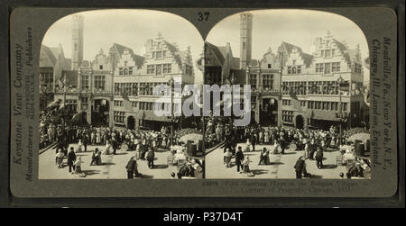 108 heures de danse folklorique dans le village belge. Un siècle de progrès. Chicago, 1933, de Robert N. Dennis collection de vues stéréoscopiques Banque D'Images