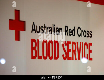 Logo das der Marke "Australian Red Cross Blood Service', Sydney, Australie. Banque D'Images