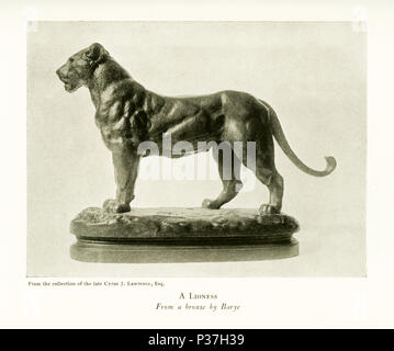 Antoine Louis Barye (1795-1875) était un sculpteur français romantique. Il est surtout connu comme un sculpteur d'animaux (par conséquent, un animalier). Cette sculpture en bronze de Barye est intitulé "Une lionne" et appartenait à la collection de la fin Cyrus J. Lawrence, Esq. Banque D'Images