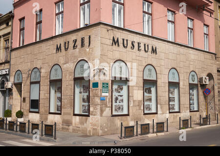 Le Musée de Sarajevo 1878-1918, Sarajevo, Bosnie et Herzégovine. Le site de l'assassinat de l'archiduc Ferdinand est sur le côté gauche de l'immeuble. Banque D'Images