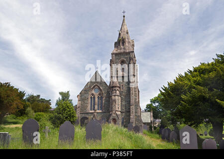 Christ Church à Bethesda, dans le Nord du Pays de Galles est un bâtiment classé Grade II construite en 1855-6 par T.H. Wyatt de Londres pour Seigneur Penrhyn. Banque D'Images