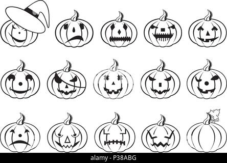 Halloween pumpkins isolated on white Illustration de Vecteur