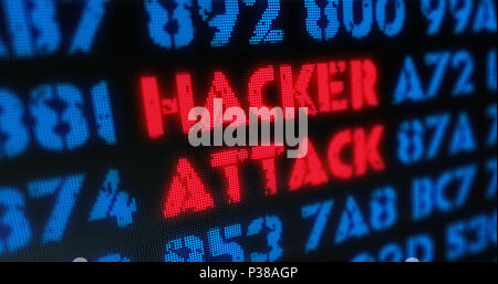 Cyber-attaque et attaque de hacker concept. Alerte rouge, l'alerte et l'écran à la mode illustration stylisée. Banque D'Images