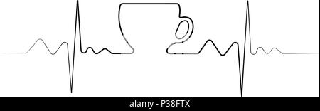 Tasse de café une ligne. Vector illustration simple. Photo en noir et blanc. Illustration de Vecteur