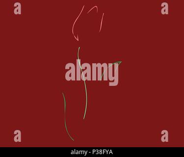 Fleur de tulipe silhouette. Vector illustration. Fond rouge sombre Illustration de Vecteur